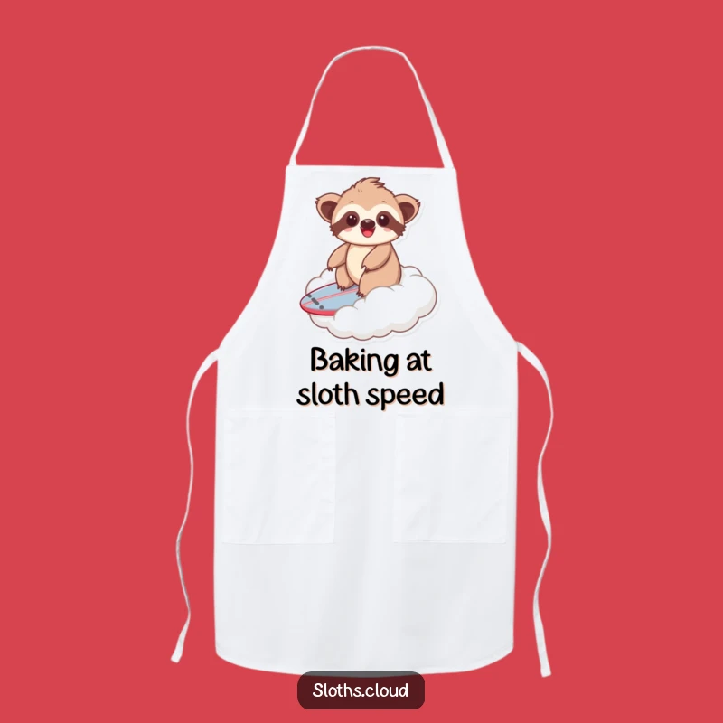 Funny Kawaii Sloth Cloud Surfing Apron: Cook with Joyful Flair