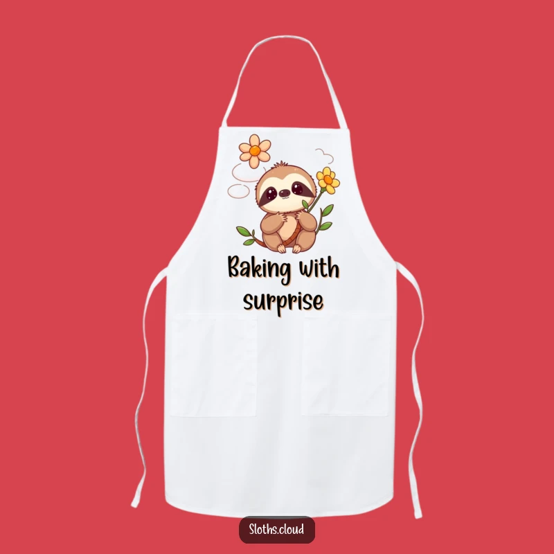 Funny Kawaii Sloth Apron: Kitchen Blooming Flower Cloud Surprise Chef Gear