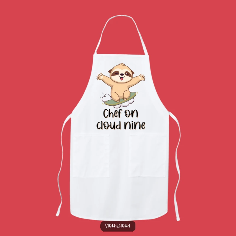 Funny Sloth Cloud Surfing Apron - Chef's Thrilling Kitchen Gift