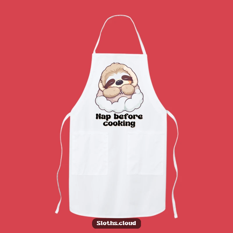 Funny Napping Sloth Apron: Cloud Nap Chef, Sleepy Kitchen Funny Gift