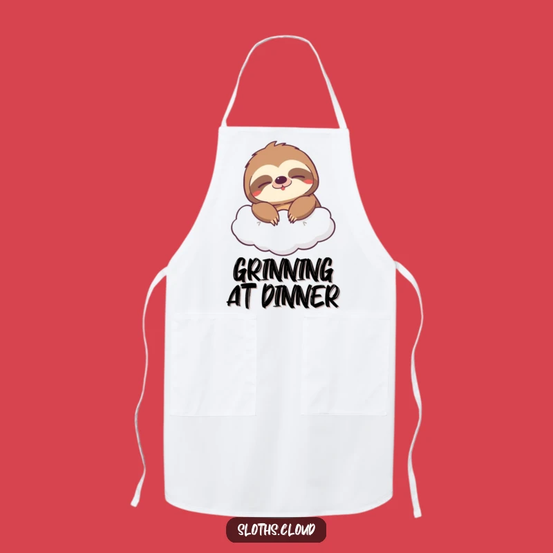 Funny Sleepy Grin Sloth Apron: Cook with a Smile & Cloud Comfort