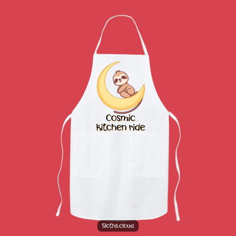 Funny Sloth Moon Ride Apron - Gentle Chef Cosmic Kitchen Fun