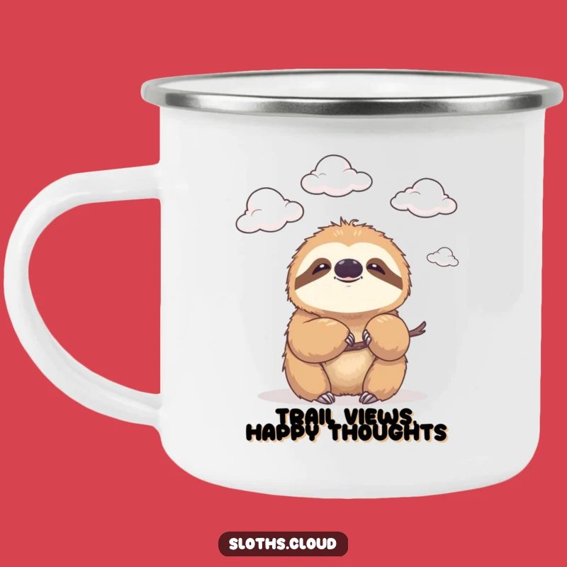 Funny Cloud Camping Mug - Smiling Sloth Cup for Outdoor Humor