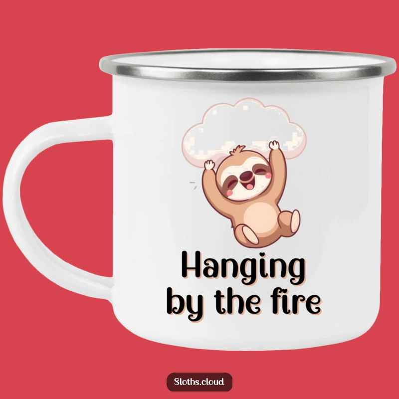 Funny Dangling Sloth Cloud Camping Mug: Relaxed & Hilarious Outdoor Gear