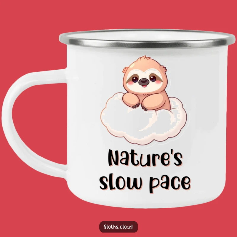 Funny Kawaii Sloth Camping Mug - Serene Cloud Floating Outdoor Drinkware