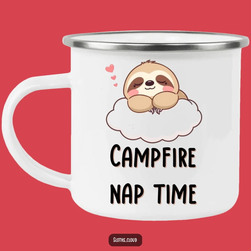 Funny Kawaii Sloth Napping Cloud Camping Mug: Relaxed Adventures!