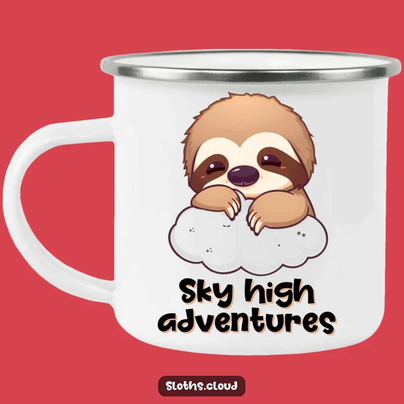 Funny Playful Sloth Cloud Camping Mug: Your Hilarious Companion for Dreamy Adventures