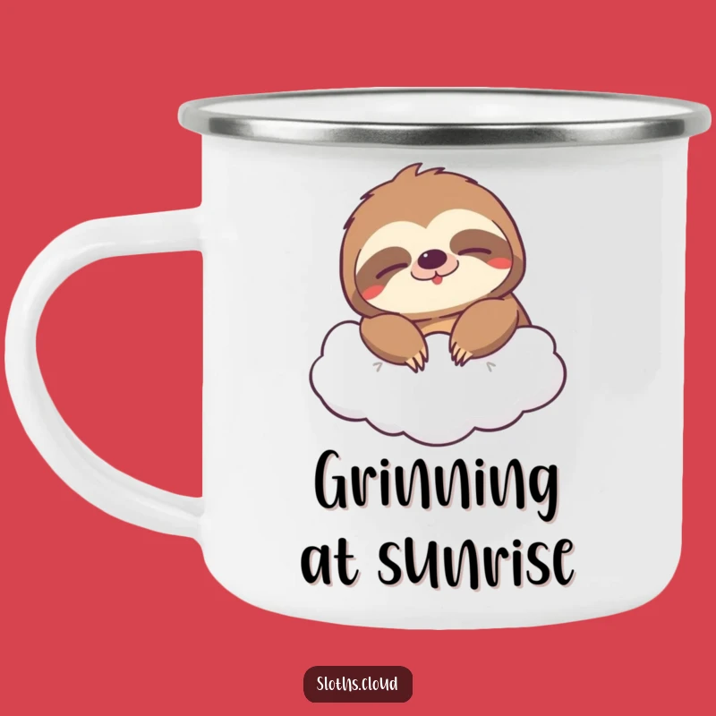 Funny Sleepy Grin Sloth Camping Mug: Enjoy Nature with a Smile