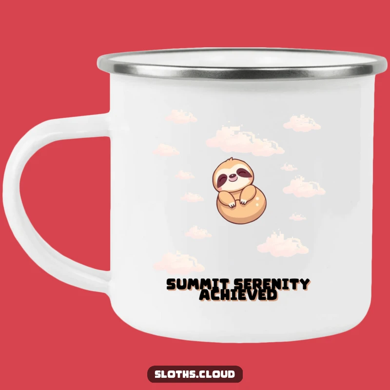 Funny Sloth Camping Mug - Peaceful Floating Sloth Enamel Cup for Outdoor Humor