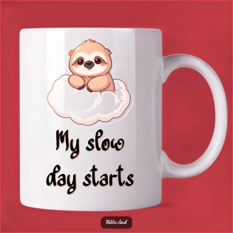 Funny Kawaii Sloth Mug - Serene Cloud Floating Smiling Coffee Cup