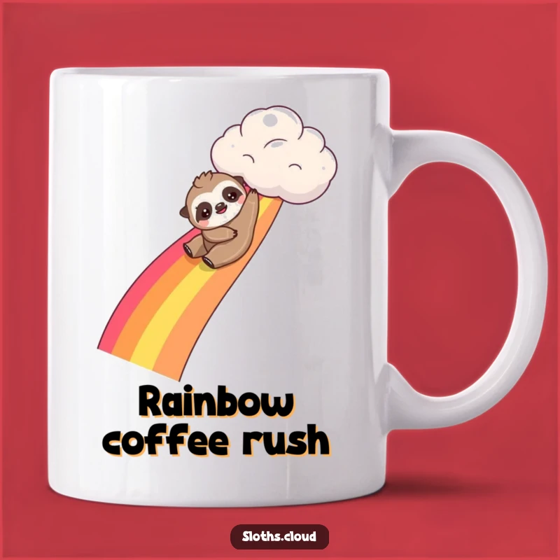 Funny Kawaii Sloth Rainbow Slide Mug: Joyful Adventure Gift