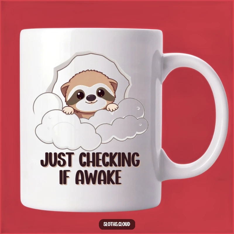 Funny Sloth Cloud Peek Mug: Adorable Slow Mover Peeking For A Hilarious Gift
