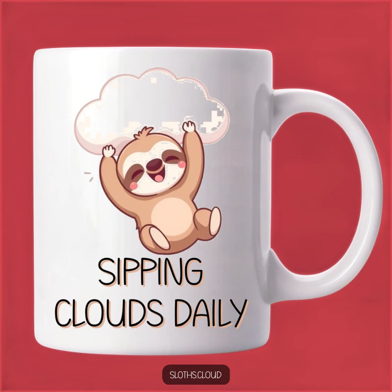 Funny Dangling Sloth Cloud Mug: Relaxed & Hilarious Gift for Slow Living