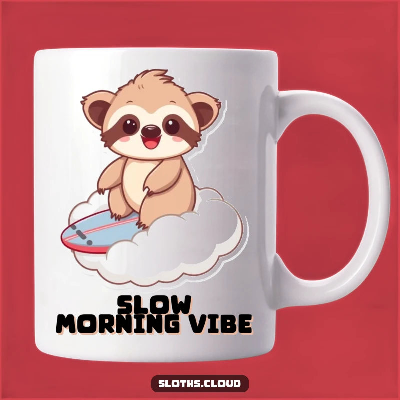 Funny Kawaii Sloth Cloud Surfing Mug: Joyful Adventure Gift for Dreamers