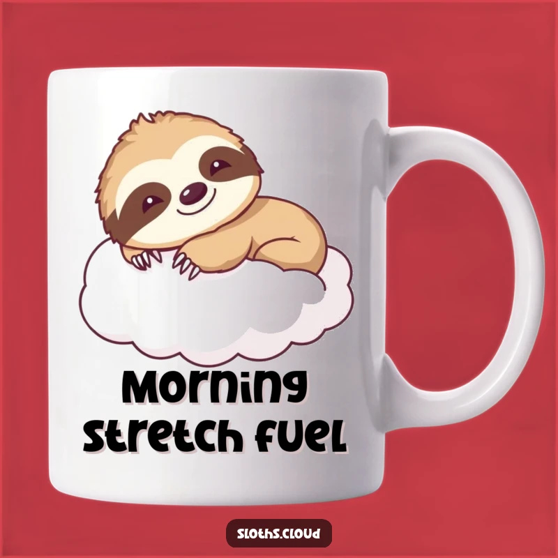 Smiling Sloth Cloud Mug: Funny Morning Stretch & Relaxation Gift