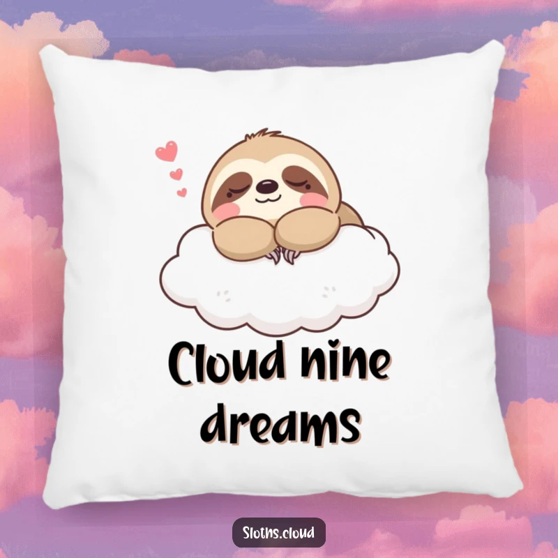 Funny kawaii sloth pillow with a cute sloth napping on a cloud, providing comfort and a sense of peacefulness.
