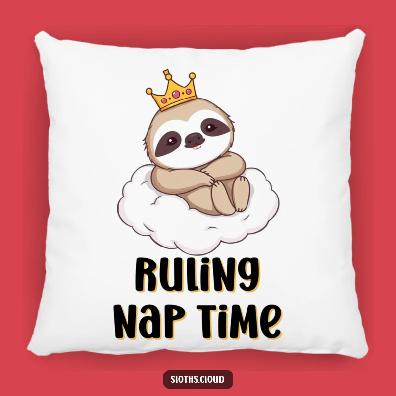 Funny Royal Pillow - Crowned Sloth Cushion for Cozy, Majestic Humor