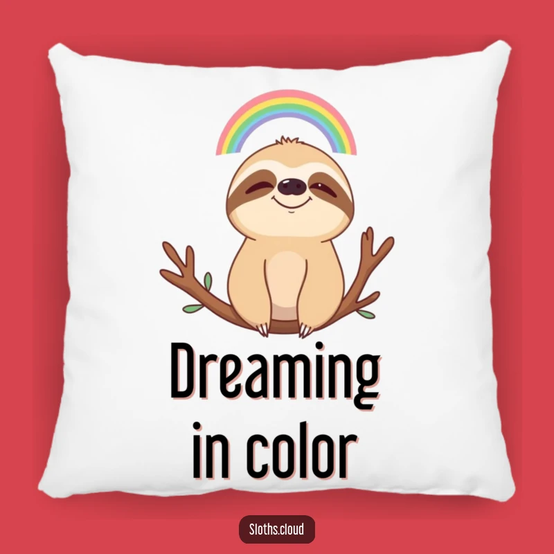 Funny Serene Sloth Rainbow Pillow: Cozy Comfort with a Hilarious Peaceful Aura