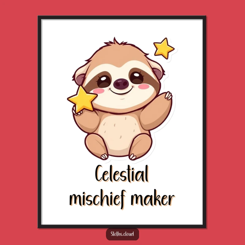 Funny Kawaii Sloth Digital Art: Bring Joyful Whimsy to Your Walls