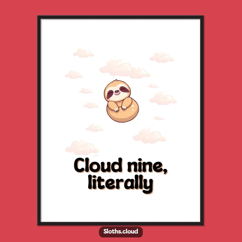 Funny Sloth Digital Art - Peaceful Floating Sloth Downloadable Print for Humor