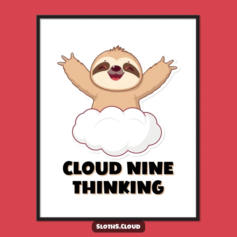 Funny Sloth Cloud Digital Print: Uplifting Art, Instant Funny Gift Download