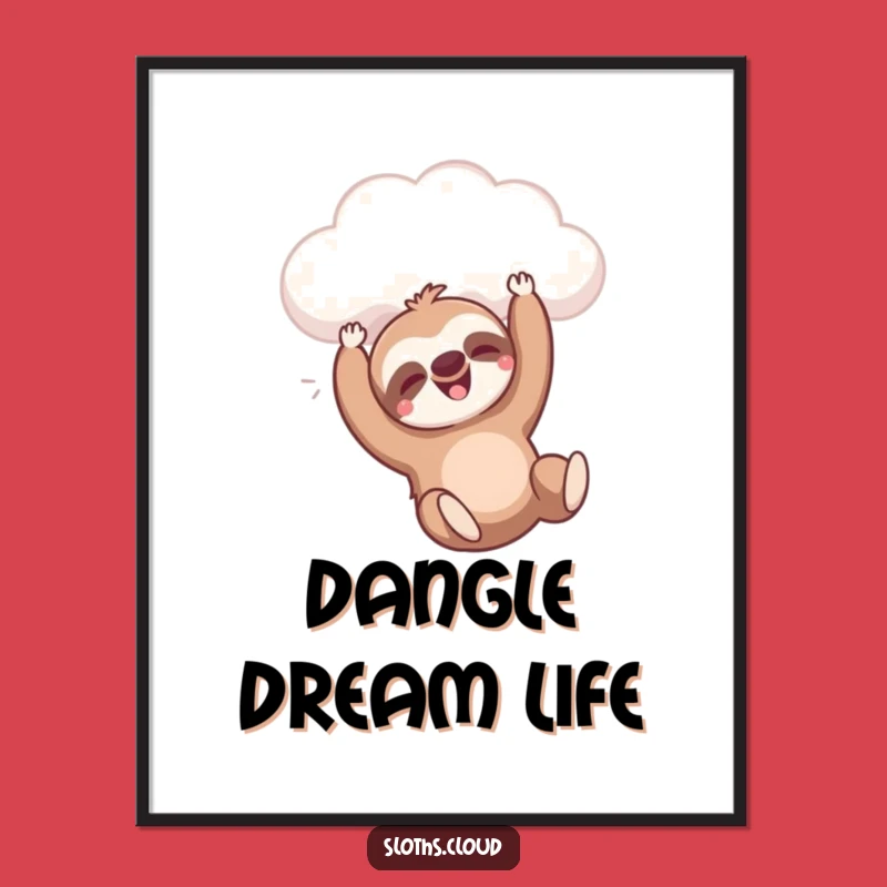 Funny Dangling Sloth Cloud Digital Print: Instant Hilarious Decor