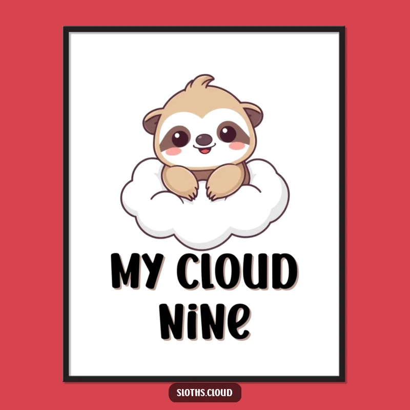 Funny Kawaii Sloth Cloud Digital Print: Instant Adorable Decor