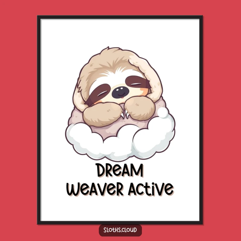 Funny Napping Sloth Digital Art: Cloud Blanket Nap, Instant Download Funny Gift