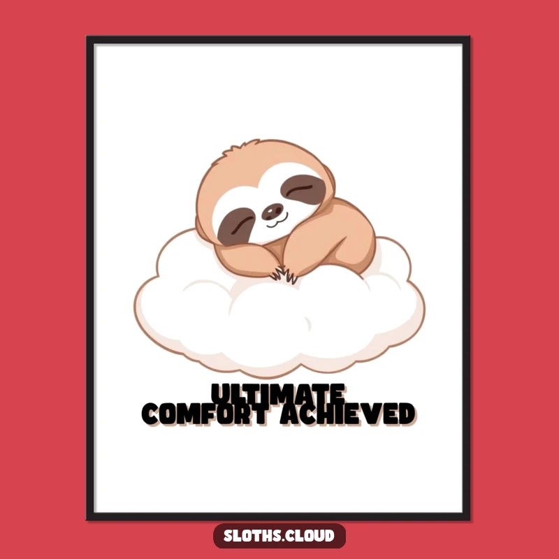 Funny Napping Sloth Digital Art: Instant Gift for Cozy Decor