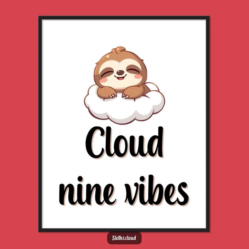 Funny Sloth Cloud Digital Art: Blissful Floating Sloth, Instant Download Funny Gift