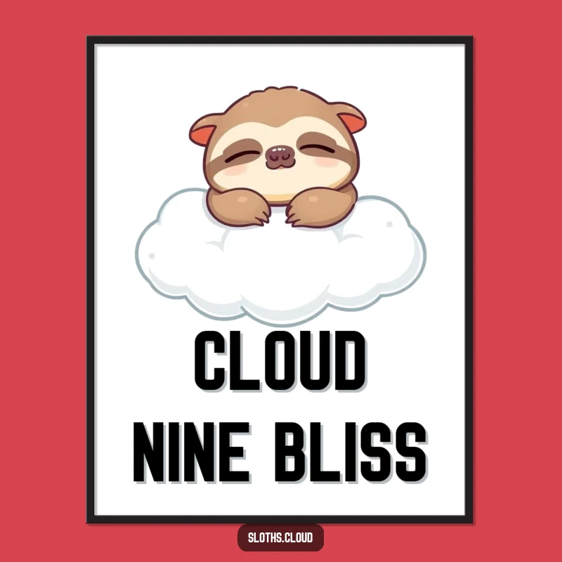 Funny Sloth Cloud Nap Digital Art - Instant Serene Decor Funny Gift