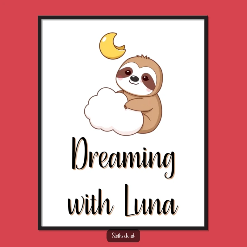 Funny Sloth Moon Digital Art: Whimsical Celestial Print, Instant Funny Gift