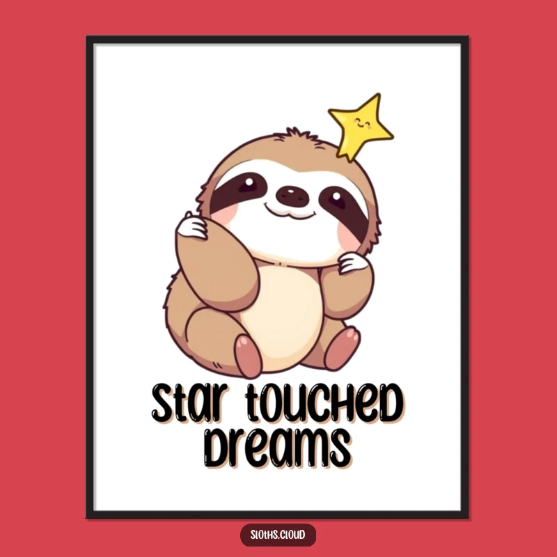 Funny Sloth Star Touch Digital Art: Instant Inspirational Decor Download