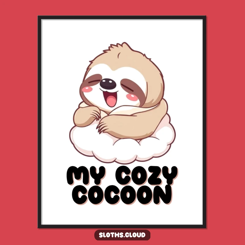 Funny Yawning Sloth Cloud Digital Print: Instant Cozy Decor