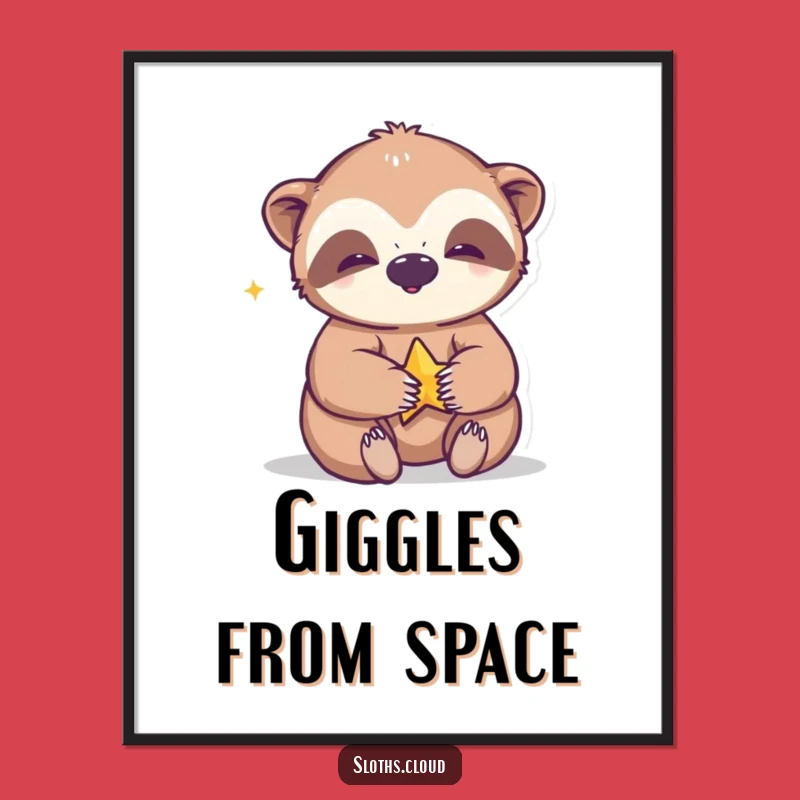 Funny Giggling Sloth Digital Print: Whimsical Art, Instant Funny Gift