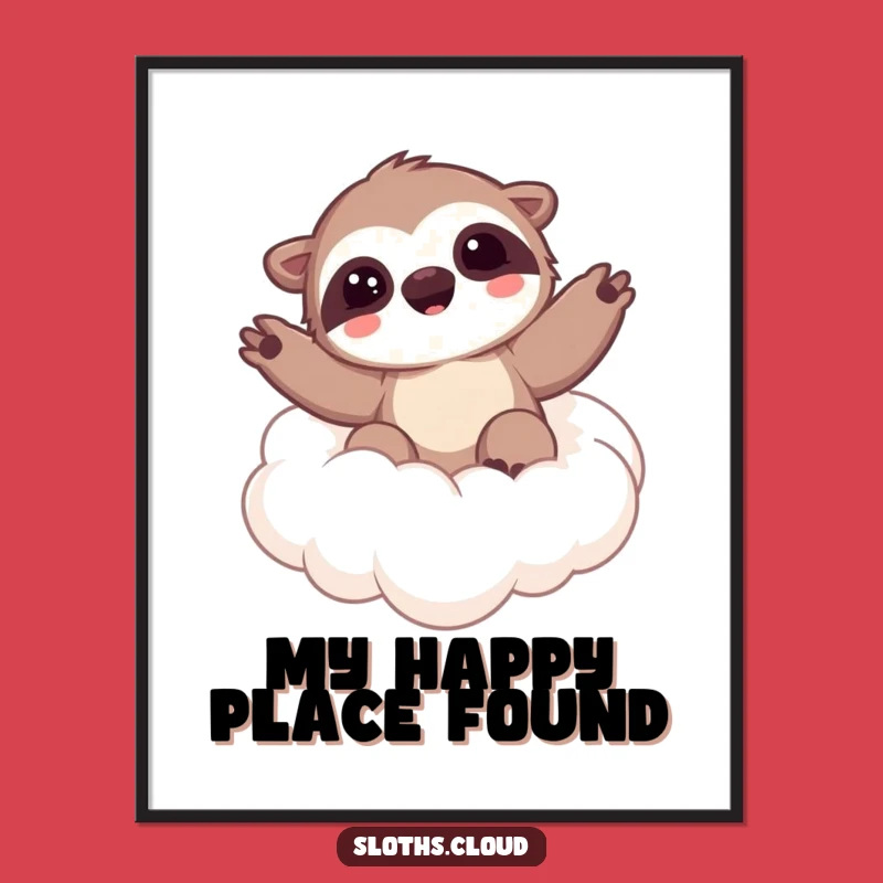 Kawaii Sloth Cloud Wave Funny Print, Instant Joyful Decor