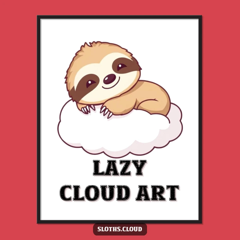 Smiling Sloth Stretch Digital Art: Instant Happy Decor, Funny Relaxed Gift