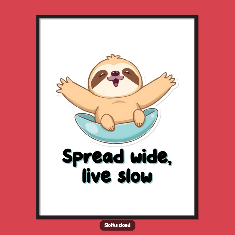 Funny Float Digital Art - Sloth Arms Wide Open Print for Humorous Decor