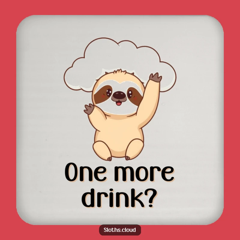 Funny Curious Sloth Cloud Drink Coaster: Protect Surfaces with Playful Humor