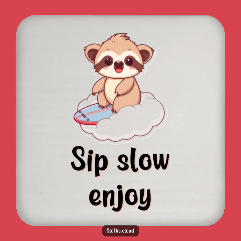 Funny Kawaii Sloth Cloud Surfing Coasters: Protect Surfaces with Joy