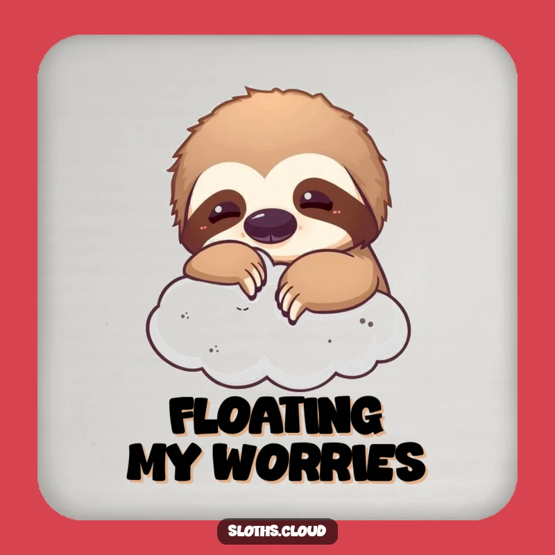 Funny Playful Sloth Cloud Coaster: Protect Surfaces with Hilarious Whimsy