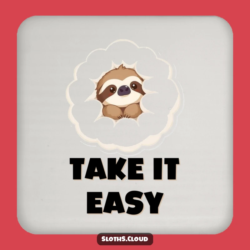 Funny Sloth Cloud Peek Coaster: Protect Surfaces with Content Sloth, Unique Funny Gift