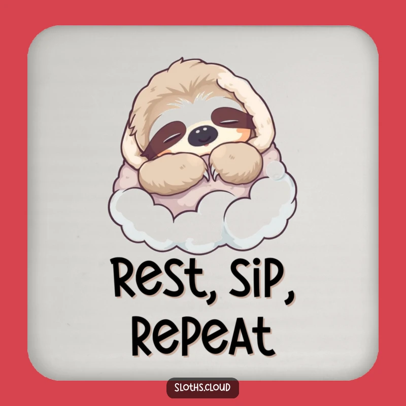 Funny Napping Sloth Coaster: Cloud Blanket Decor, Protect Surfaces with Humor Funny Gift