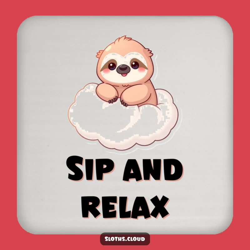Funny Kawaii Sloth Drink Coaster - Serene Cloud Floating Table Protector