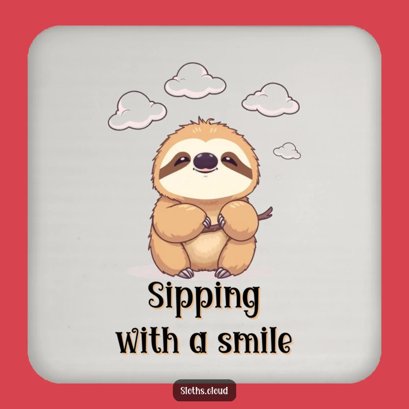 Funny Cloud Coaster - Smiling Sloth Drink Protector for Humorous Tables