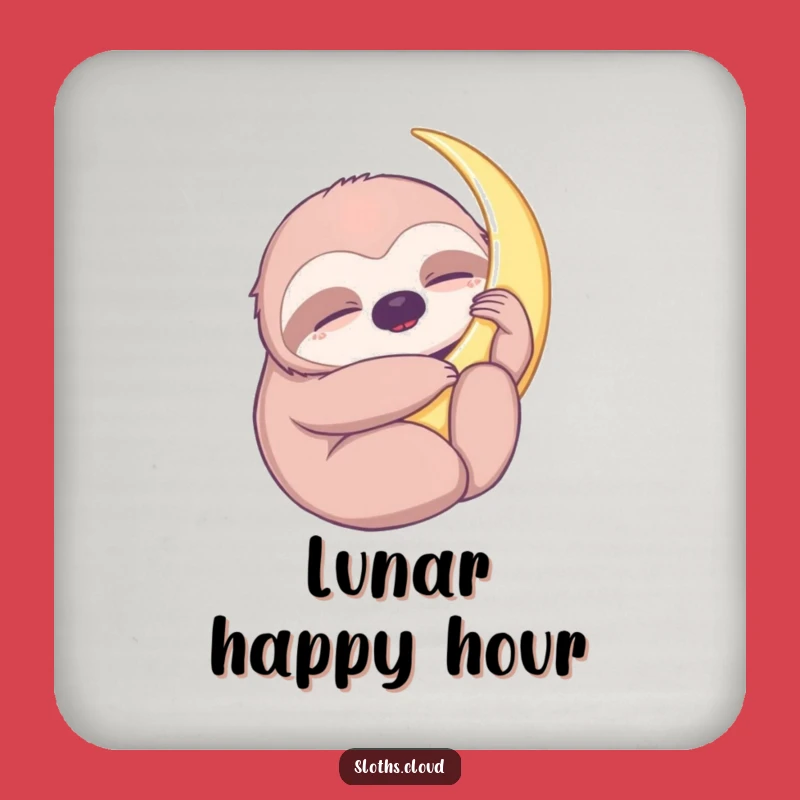 Sloth Moon Hug Funny Coaster, Protect Surfaces with Peaceful Dreams