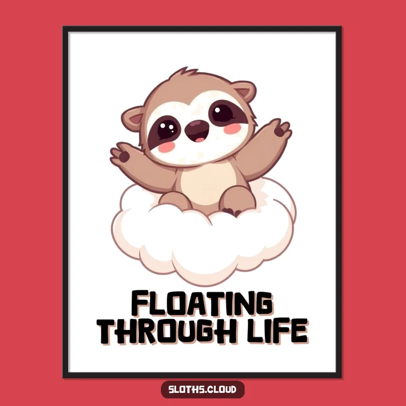 Kawaii Sloth Cloud Wave Funny Poster, Bring Sweetness to Your Walls