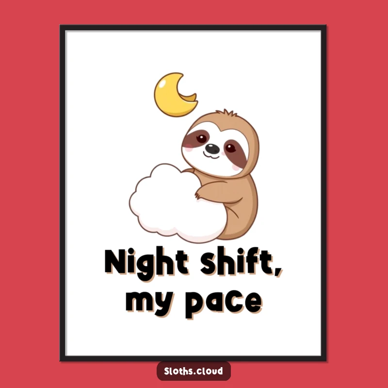 Funny Sloth Moon Poster: Whimsical Celestial Art Print, Perfect Wall Decor Gift