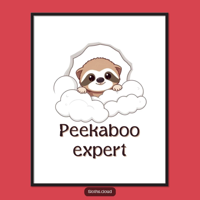 Funny Sloth Cloud Peek Poster: Adorable Wall Art For A Hilarious & Cozy Vibe