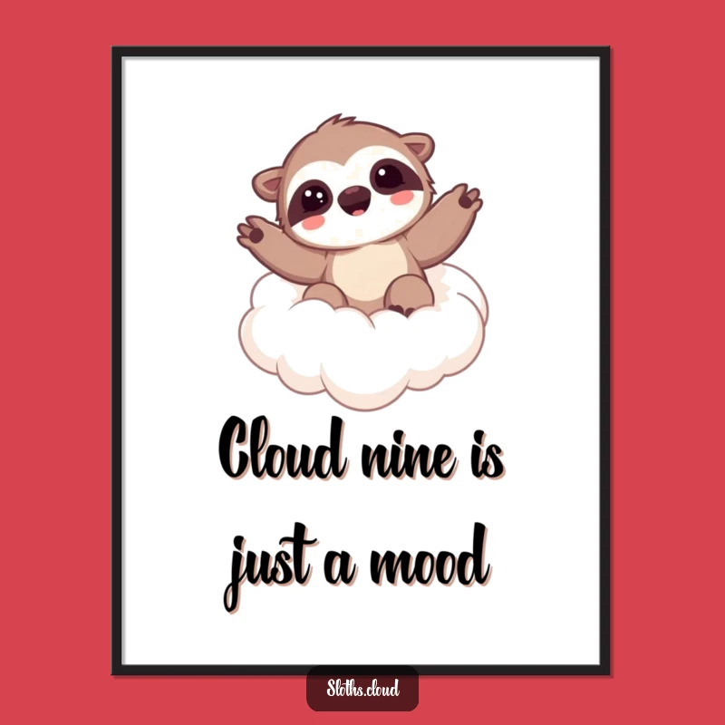 Free Printable Wall Art: Kawaii Sloth Cloud Wave - Dreamy Downloadable Decor